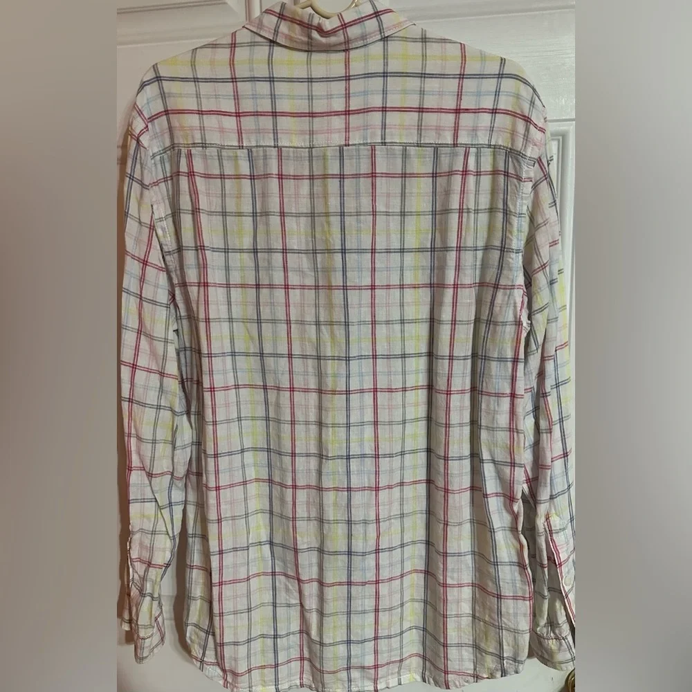 Tommy Bahama Relax Shirt Men's Medium 100% Linen Plaid Long‎ Sleeve Button Up